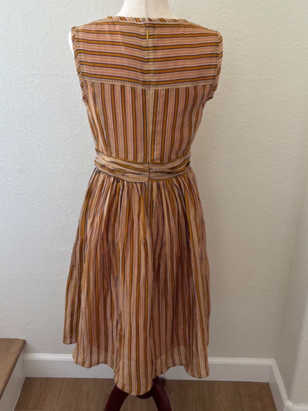 Tory Burch striped linen silk blend midi dress Size 6 - Picture 7 of 9